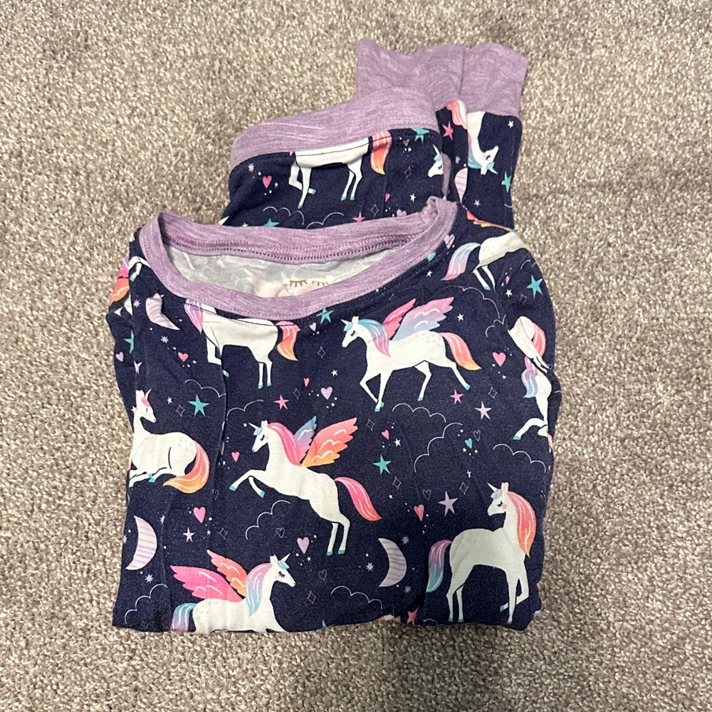 Little Sleepies Unicorn Pajama Set - Purple and White